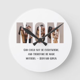 Feiern Sie Mama Individuell gestaltete Fotos Gebur Runde Wanduhr