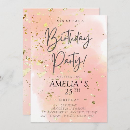 Feiern Sie meinen Geburtstag! Einladung (Vorne/Hinten)