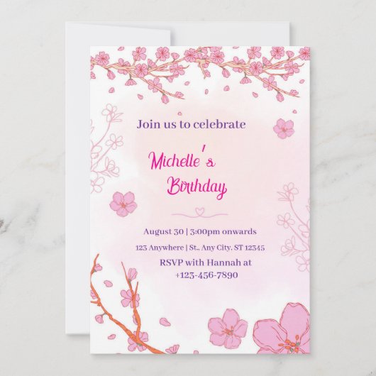 Feiern Sie Michelle's Geburtstag mit uns Einladung (Vorderseite)