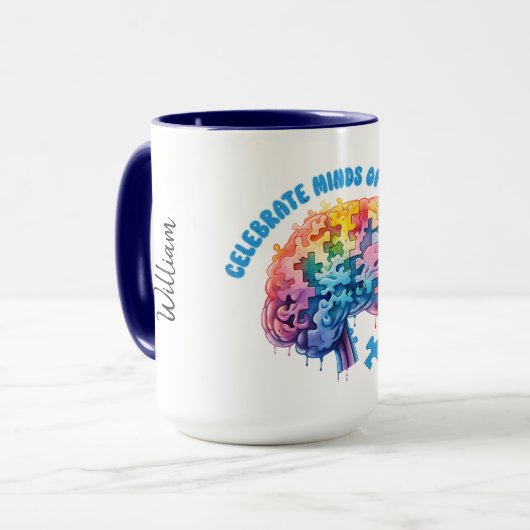 Feiern Sie Minds aller Arten. Neurodität Tasse (Vorderseite Links)