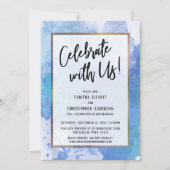 Feiern Sie mit Abstraktem Blue Splash an der US-Go Einladung (Vorderseite)