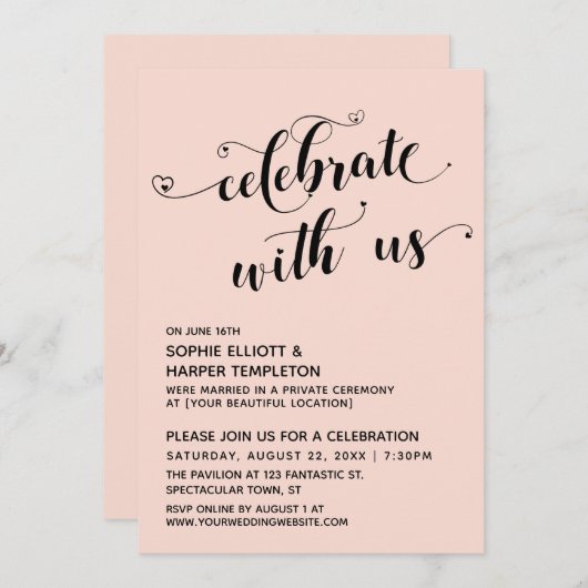 Feiern Sie mit dem Empfang "Nur für die Herzen" in Einladung (Vorne/Hinten)