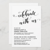 Feiern Sie mit dem Empfang "US Hearts Black & Whit Einladung (Vorne/Hinten)