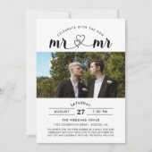 Feiern Sie mit dem neuen Mr. & Mr. Foto Einladung (Vorderseite)