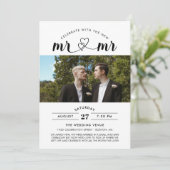 Feiern Sie mit dem neuen Mr. & Mr. Foto Einladung (Stehend Vorderseite)