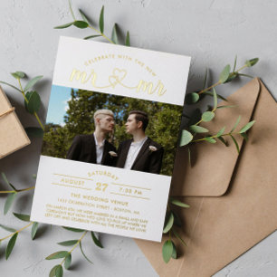 Feiern Sie mit dem neuen Mr. & Mr. Foto Folieneinladung