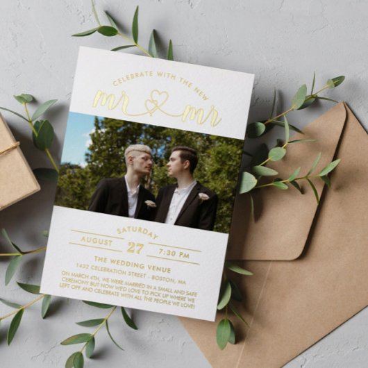 Feiern Sie mit dem neuen Mr. & Mr. Foto Folieneinladung