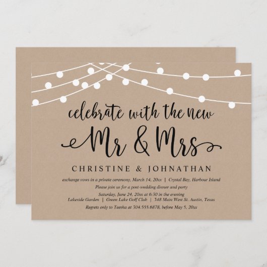 Feiern Sie mit dem neuen Mr. & Mrs. Einladung (Vorne/Hinten)