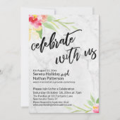 Feiern Sie mit den Blume aus weichem Marmor und Aq Einladung (Vorderseite)