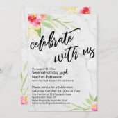 Feiern Sie mit den Blume aus weichem Marmor und Aq Einladung (Vorne/Hinten)