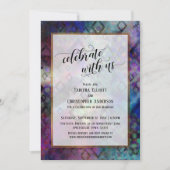 Feiern Sie mit den farbenfrohen Abstrakten Goldgre Einladung (Vorderseite)