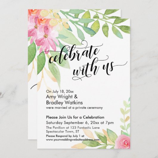 Feiern Sie mit den kalligraphischen Blume der Us Einladung (Vorne/Hinten)