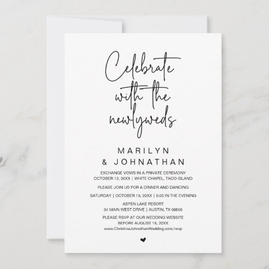 Feiern Sie mit den Neugeborenen, Hochzeitsessen Einladung (Vorderseite)