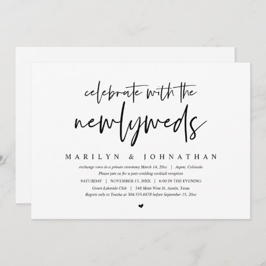 Feiern Sie mit den Neuvermählten, Hochzeit in Einladung (Vorne/Hinten)