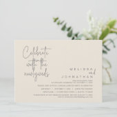 Feiern Sie mit den Neuvermählten, Hochzeit in Einladung (Stehend Vorderseite)