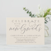 Feiern Sie mit den Neuvermählten, Hochzeitsessen Einladung (Stehend Vorderseite)