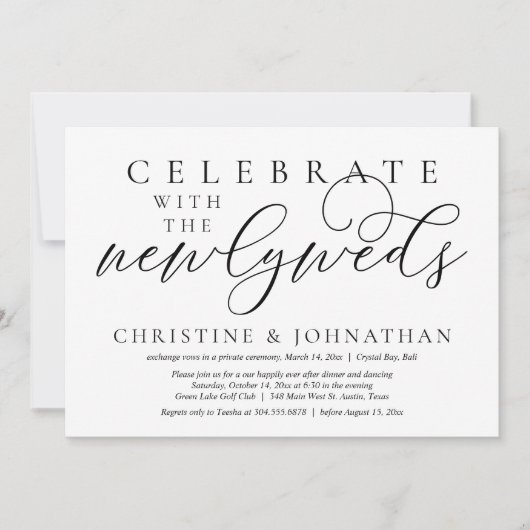 Feiern Sie mit den Neuvermählten, Hochzeitsessen Einladung (Vorderseite)