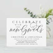 Feiern Sie mit den Neuvermählten, Hochzeitsessen Einladung (Stehend Vorderseite)