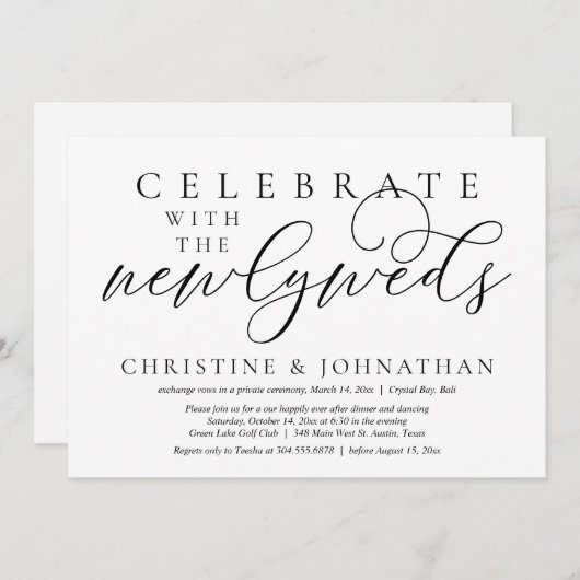 Feiern Sie mit den Neuvermählten, Hochzeitsessen Einladung (Vorne/Hinten)