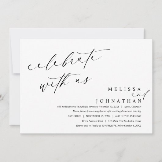 Feiern Sie mit den Neuvermählten, Hochzeitsessen Einladung (Vorderseite)