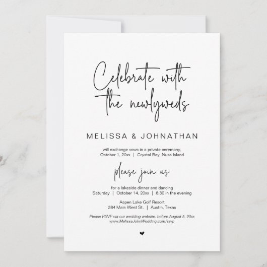 Feiern Sie mit den Neuvermählten, Hochzeitsfeier Einladung (Vorderseite)