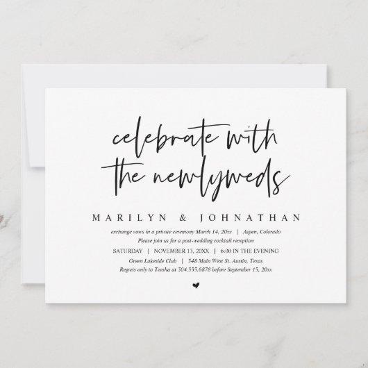 Feiern Sie mit den Neuvermählten, Hochzeitsfeier Einladung (Vorderseite)
