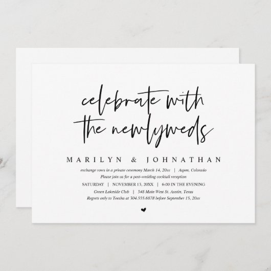 Feiern Sie mit den Neuvermählten, Hochzeitsfeier Einladung (Vorne/Hinten)