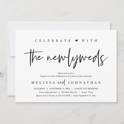 Feiern Sie mit den Neuvermählten, Wedding Brunch Einladung (Vorderseite)