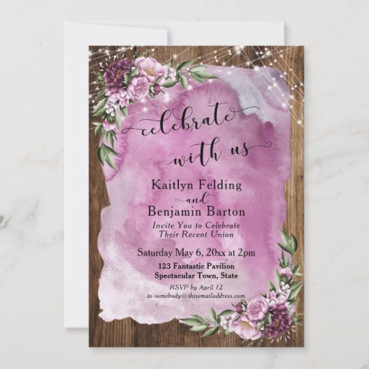 Feiern Sie mit den rustikalen Blumenleuchten von u Einladung (Vorderseite)