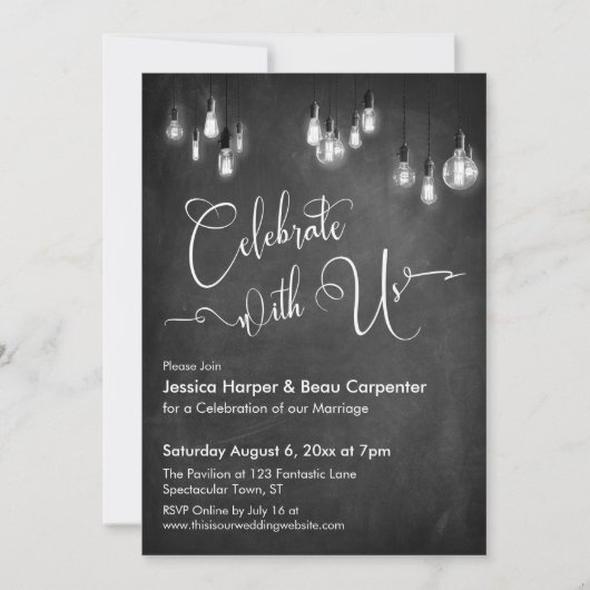 Feiern Sie mit der Chalkboard-Veranstaltung von Us Einladung (Vorderseite)