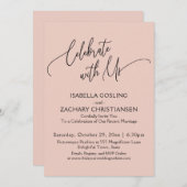 Feiern Sie mit der Hübschen Handschrift Blush Pink Einladung (Vorne/Hinten)