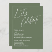 Feiern Sie mit der modernen Olive Green Wedding Pa Einladung (Vorne/Hinten)