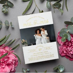 Feiern Sie mit der neuen Mrs & Mrs Foto Folieneinladung