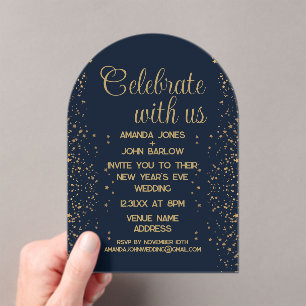 Feiern Sie mit der US Navy Gold Neujahr Hochzeit Acryleinladungen