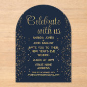 Feiern Sie mit der US Navy Gold Neujahr Hochzeit Acryleinladungen (Vorderseite)