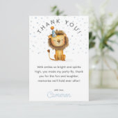 Feiern Sie mit einem Roar! Jungs Löwe zum Geburtst Dankeskarte (Stehend Vorderseite)