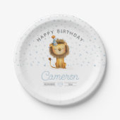 Feiern Sie mit einem Roar! Jungs Löwe zum Geburtst Pappteller (Vorderseite)