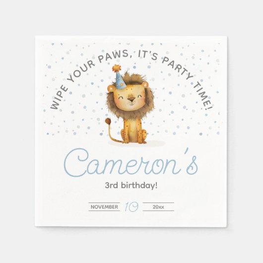 Feiern Sie mit einem Roar! Jungs Löwe zum Geburtst Serviette (Vorderseite)