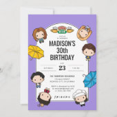 Feiern Sie mit Freunden! Custom Chibi Art Geburtst Einladung (Vorderseite)