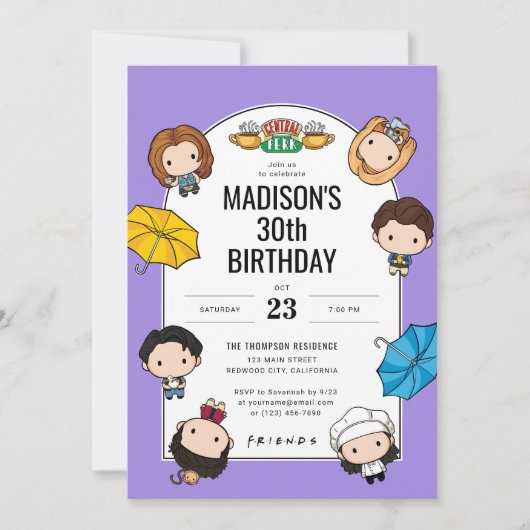 Feiern Sie mit Freunden! Custom Chibi Art Geburtst Einladung (Vorderseite)