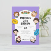 Feiern Sie mit Freunden! Custom Chibi Art Geburtst Einladung (Stehend Vorderseite)