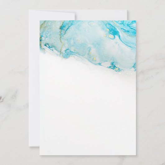 Feiern Sie mit nur unserem Aquamarinen und goldene Einladung (Rückseite)