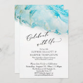 Feiern Sie mit nur unserem Aquamarinen und goldene Einladung (Vorne/Hinten)