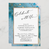 Feiern Sie mit nur unserem Aquamarinen und goldene Einladung (Vorne/Hinten)