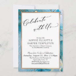 Feiern Sie mit nur unserem Aquamarinen und goldene Einladung
