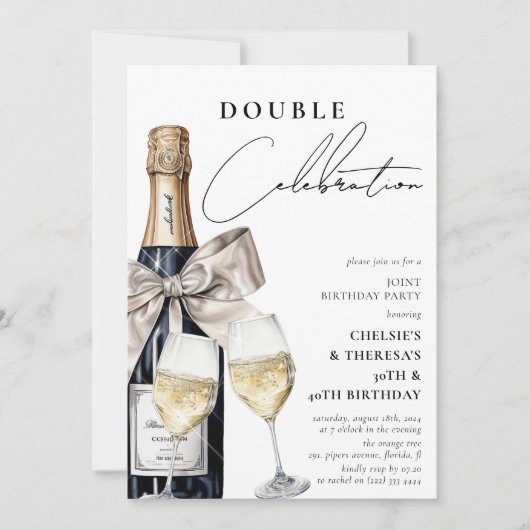 Feiern Sie mit Style Double Birthday Party Einladung (Vorderseite)