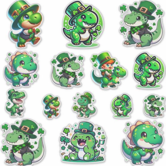 Feiern Sie mit Style-St. Patrick's Day Dinosaur Aufkleber (Vorderseite)