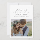 Feiern Sie mit uns 2 Foto Hochzeitsempfang Ankündigung (Vorderseite)