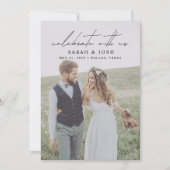 Feiern Sie mit uns 2 Foto Hochzeitsempfang Ankündigung (Vorderseite)