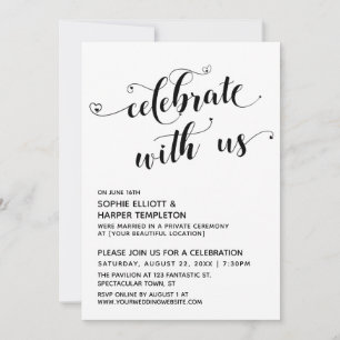 Feiern Sie mit uns Black & White Empfang Hearts Einladung